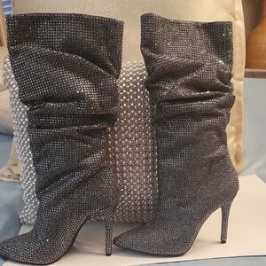 Jessica Simpson Sparkling Gray Heeled Boots